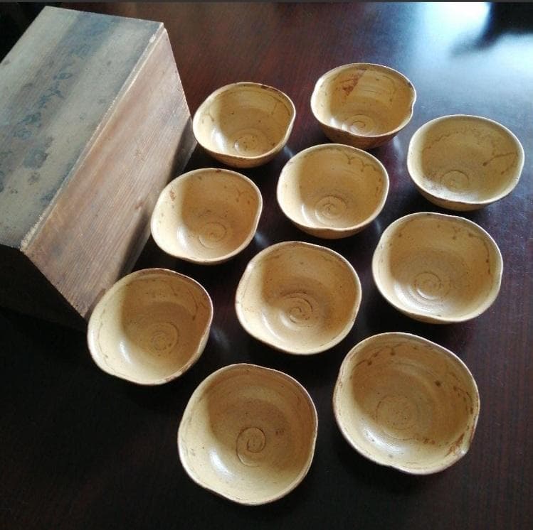 ゆき　加藤春二　黄瀬戸四方向付　10客　など2点