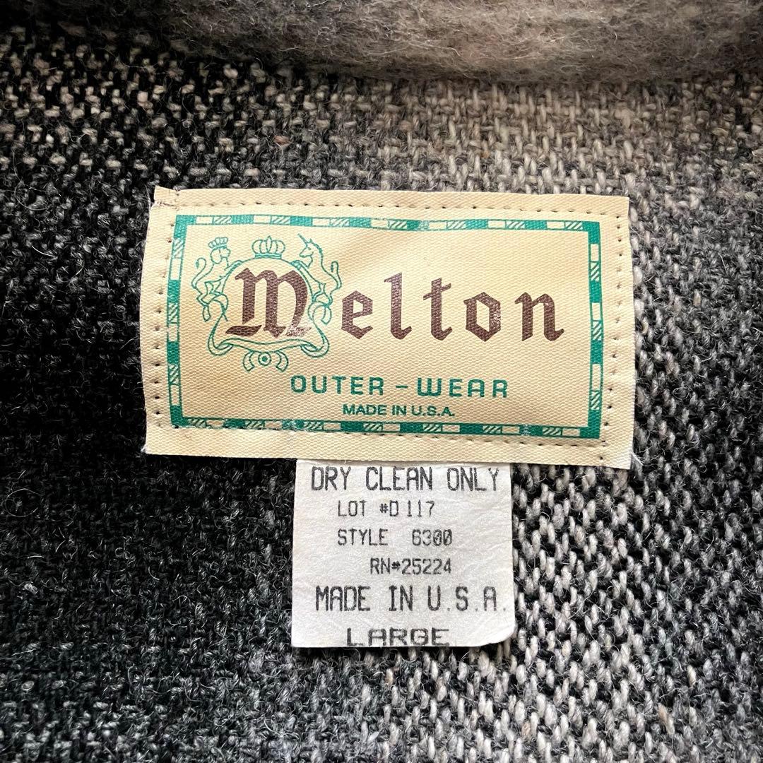 極美品 70's USA製 メルトン オンブレチェックJKT 黒 L