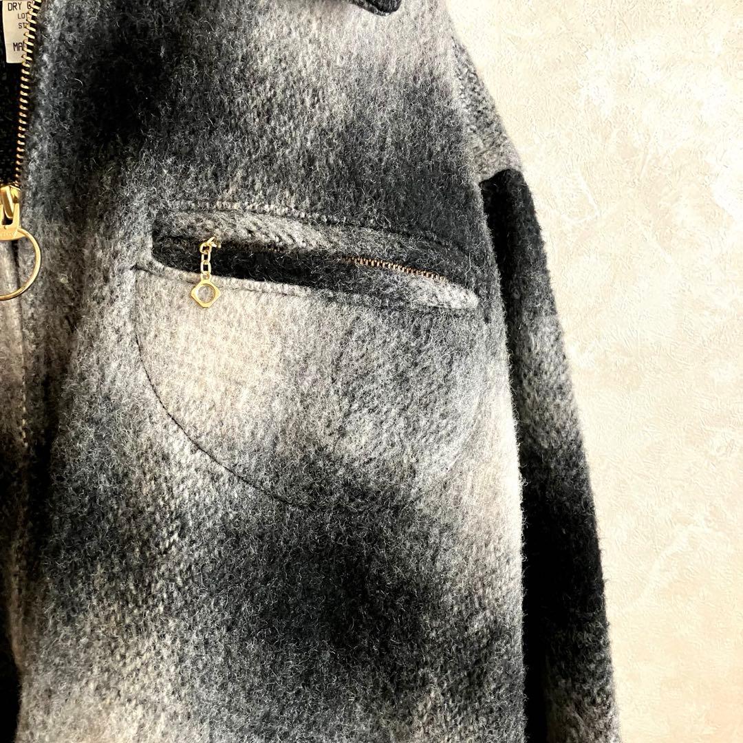 極美品 70's USA製 メルトン オンブレチェックJKT 黒 L
