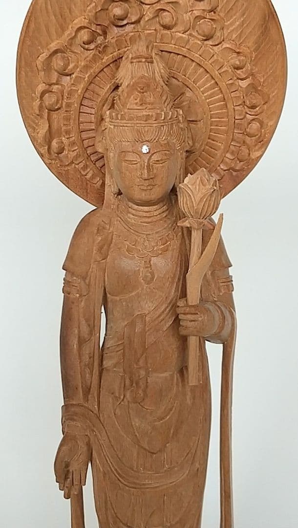 観音菩薩立像#177 観世音菩薩 聖観音 3寸◆白檀 木彫 仏像