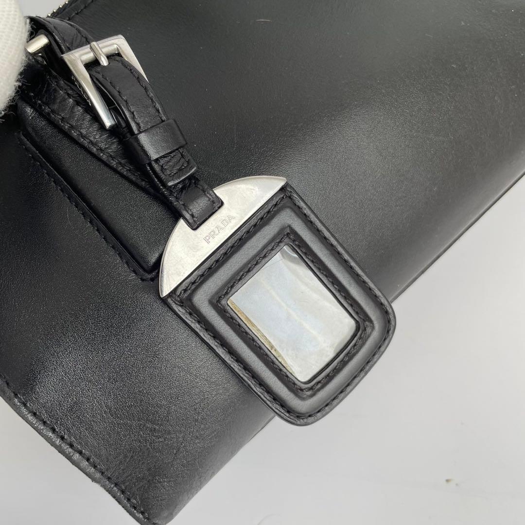 ■美品■ PRADA ハンドバッグ　ミニボストン　黒　レザー　白タグ　y2k
