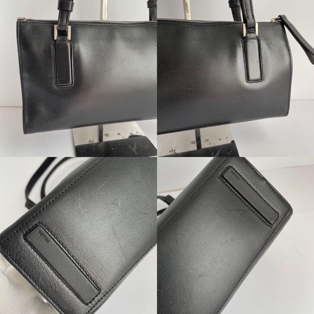■美品■ PRADA ハンドバッグ　ミニボストン　黒　レザー　白タグ　y2k