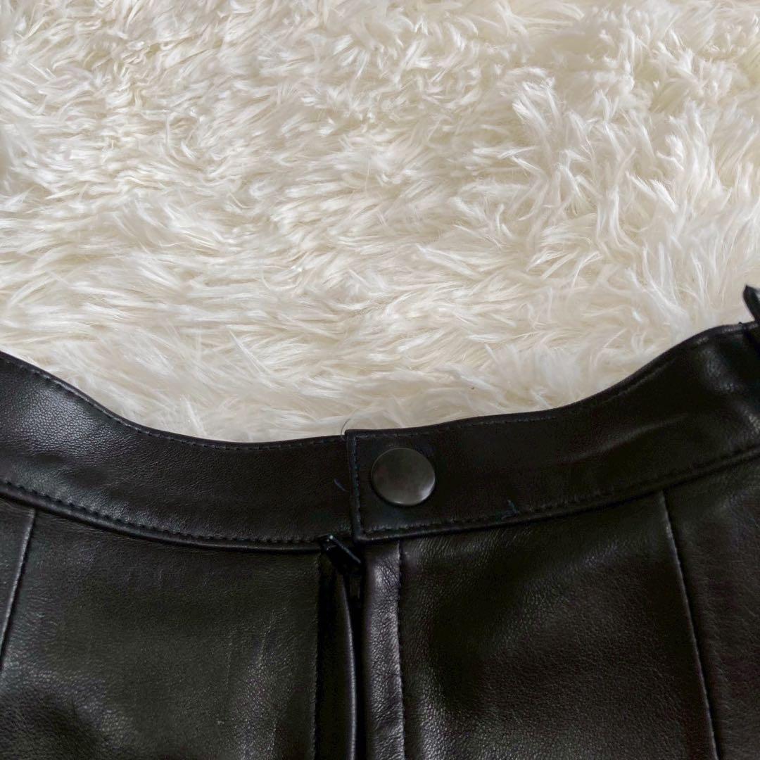 agnes b. レザースカート ブラック 34 ラムレザー オシャレ 大人