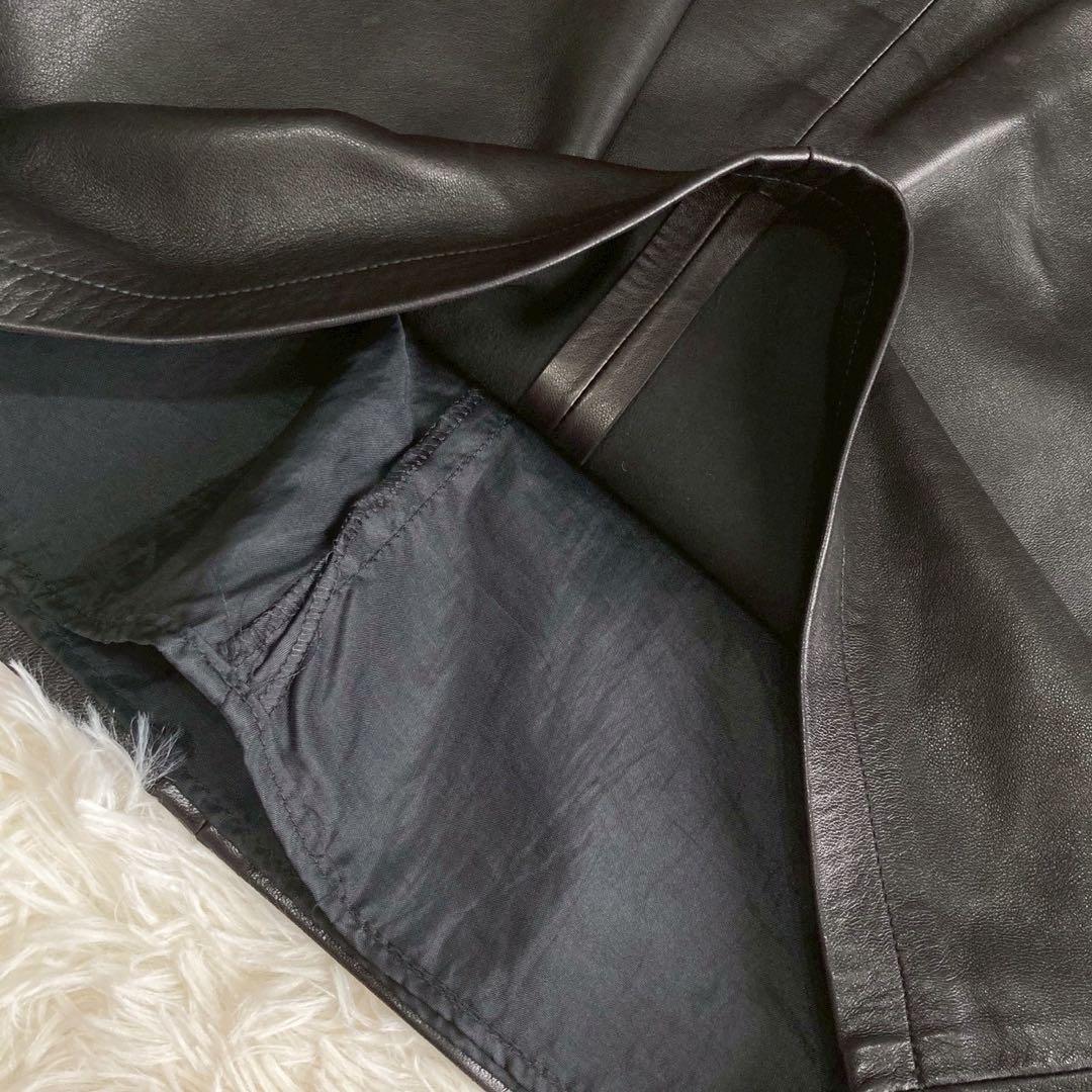 agnes b. レザースカート ブラック 34 ラムレザー オシャレ 大人