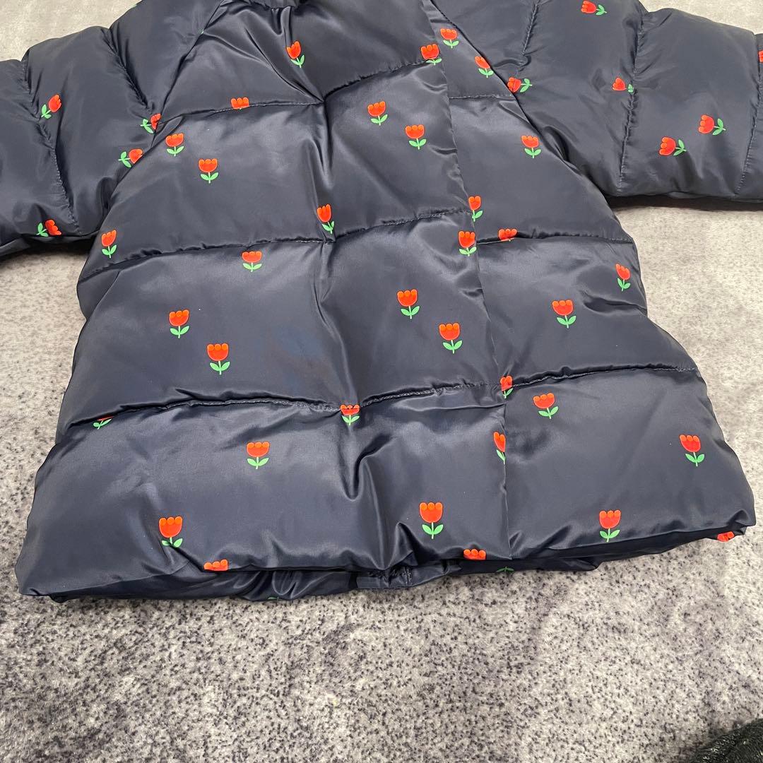 jacadi チューリップ柄　中綿入りジャケット　12m ネイビー　ファー　撥水