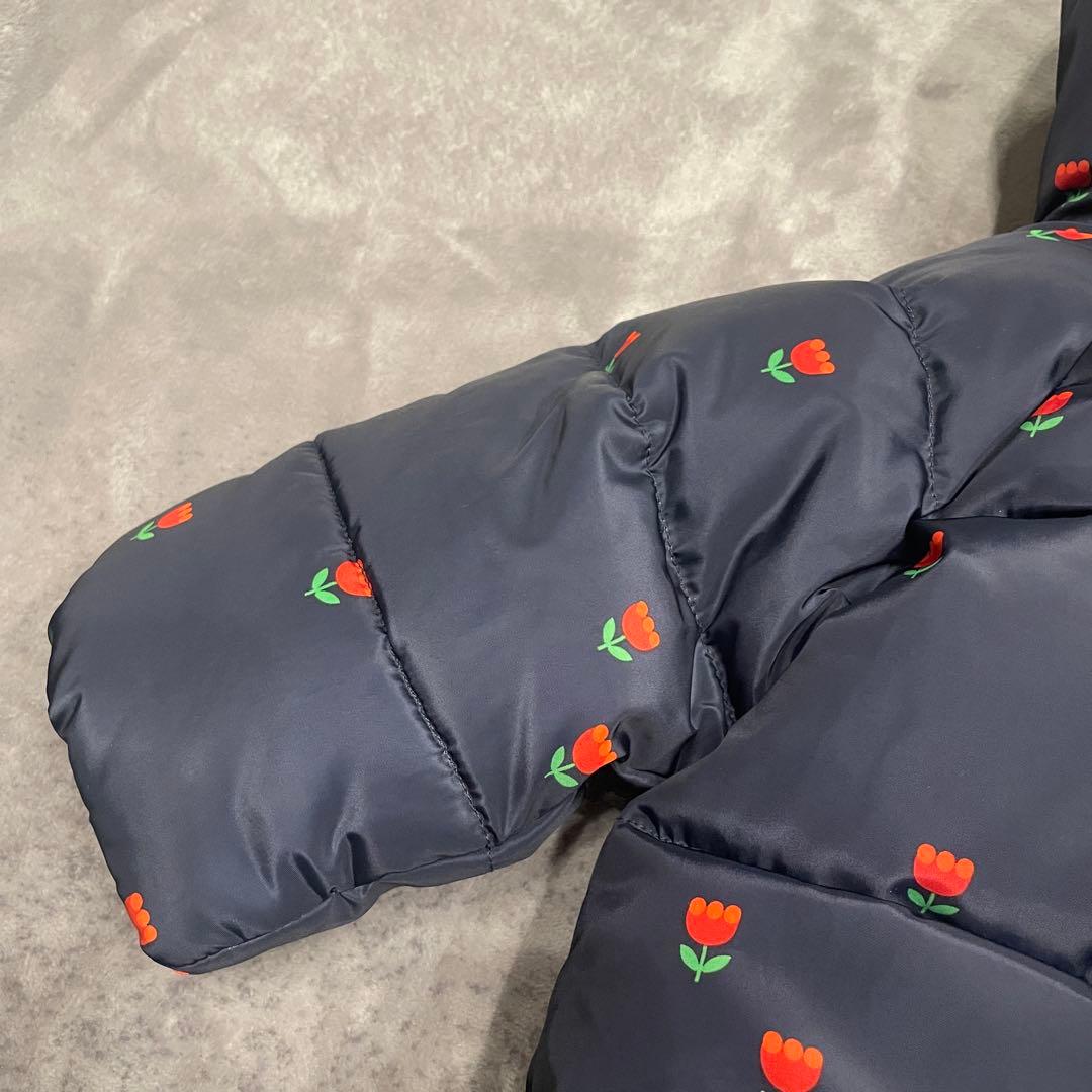 jacadi チューリップ柄　中綿入りジャケット　12m ネイビー　ファー　撥水