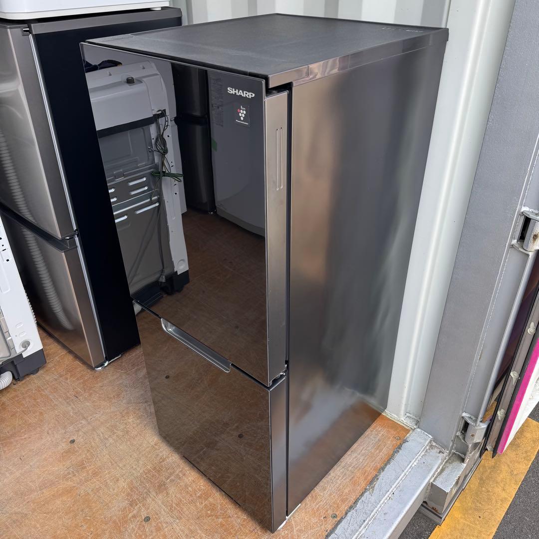 C7213★2021年製美品★シャープ冷蔵庫ガラス黒ブラック　右、左開き　洗濯機