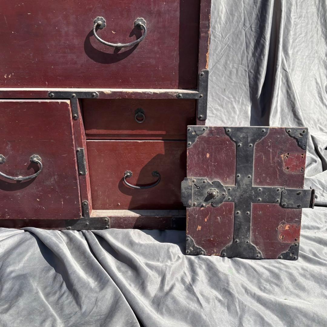 Hy129　和箪笥　引き出し　レトロ　和製アンティーク　古家具　当時物　鉄金具