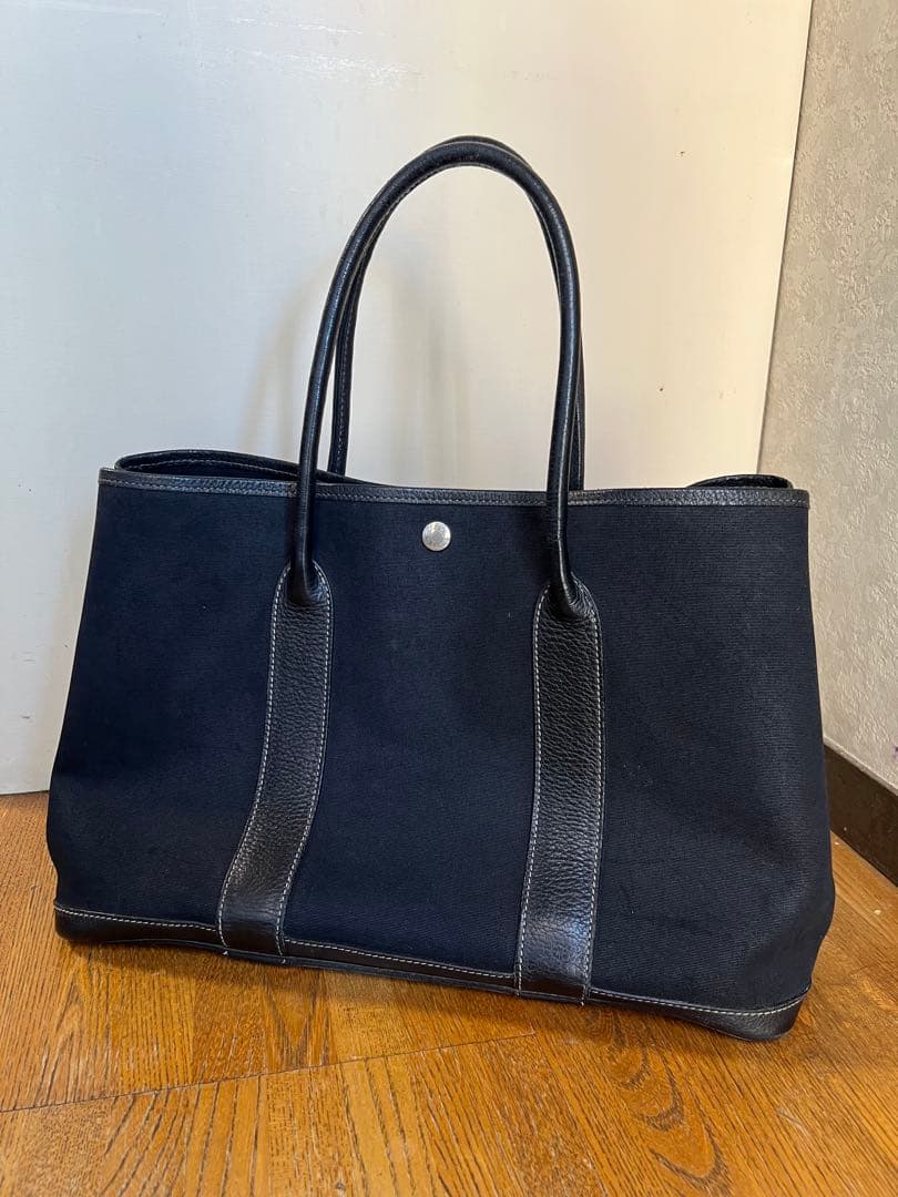 HERMES エルメス ガーデンパーティ PM ブラック トワル トートバッグ