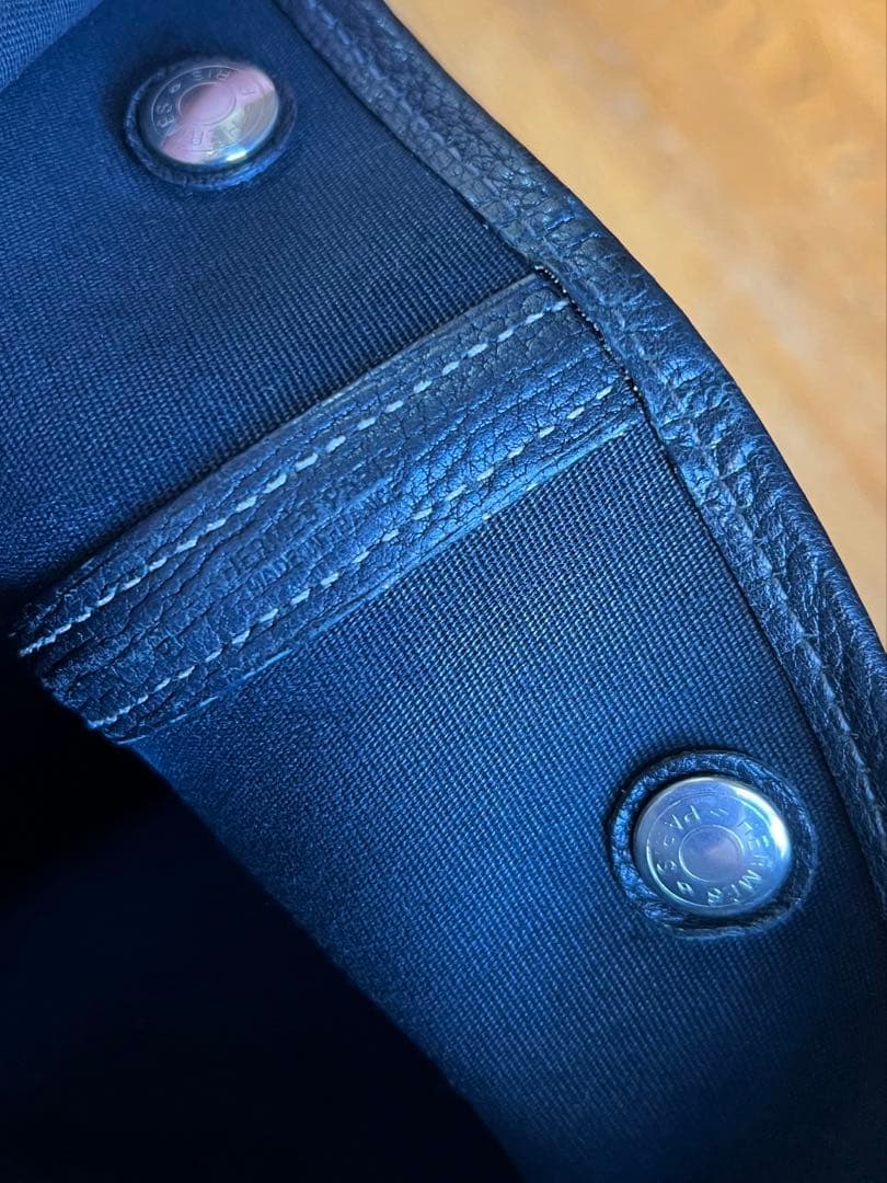 HERMES エルメス ガーデンパーティ PM ブラック トワル トートバッグ