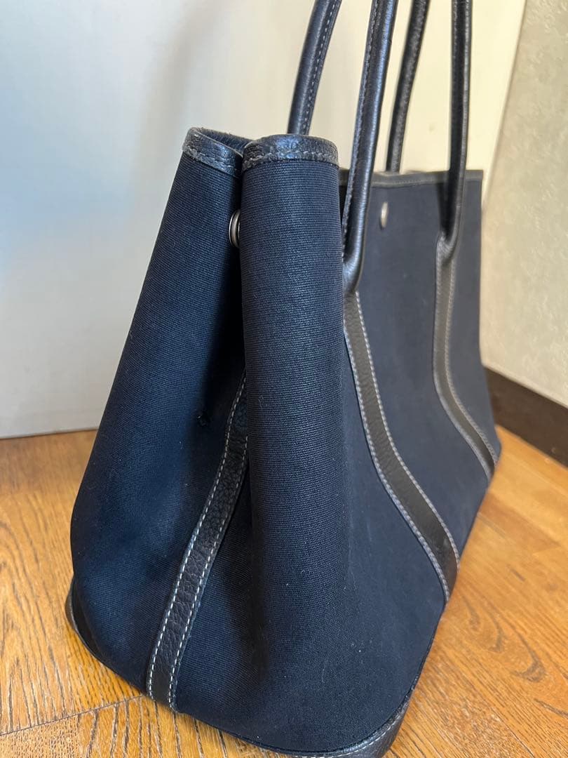 HERMES エルメス ガーデンパーティ PM ブラック トワル トートバッグ