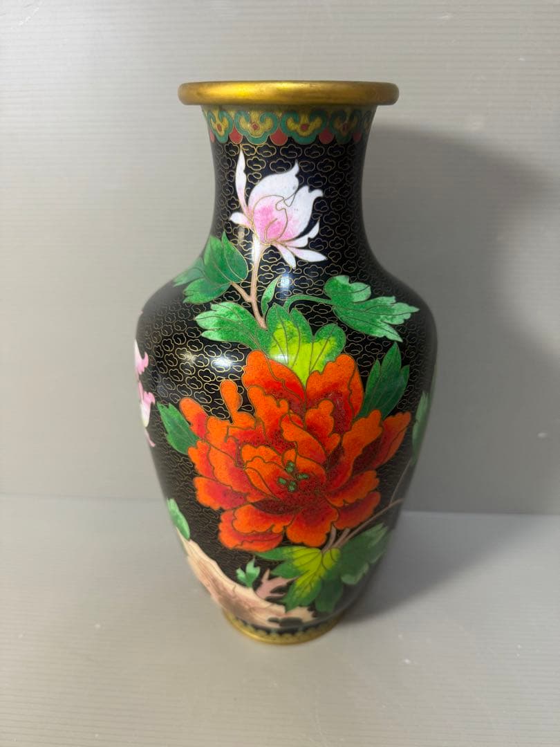 2351 七宝焼　琺瑯　花瓶　時代物