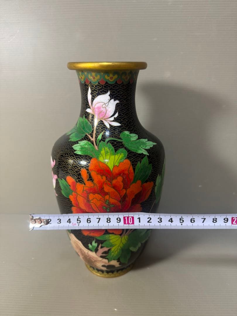 2351 七宝焼　琺瑯　花瓶　時代物