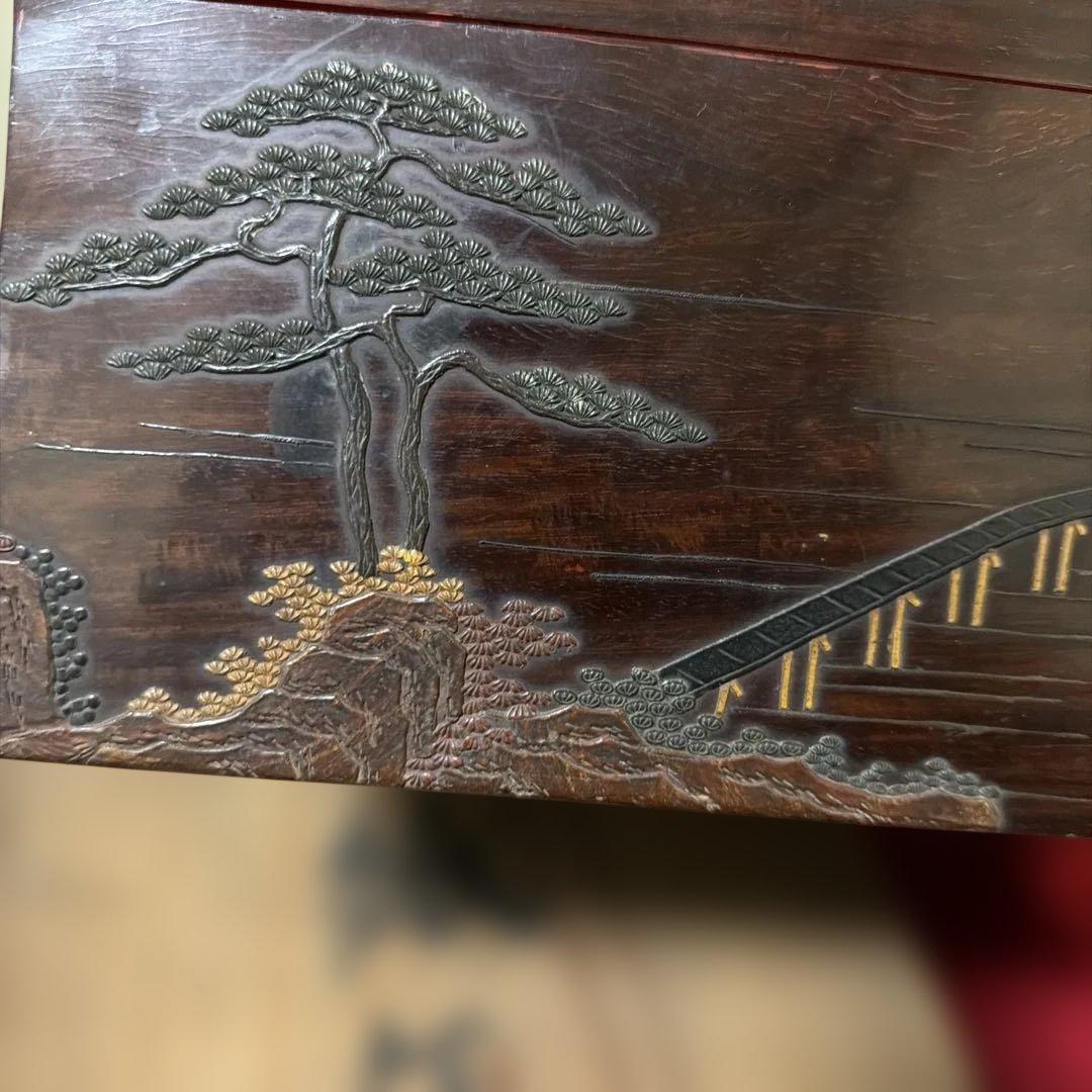 旧家蔵出し　古美術　文庫と硯箱セット