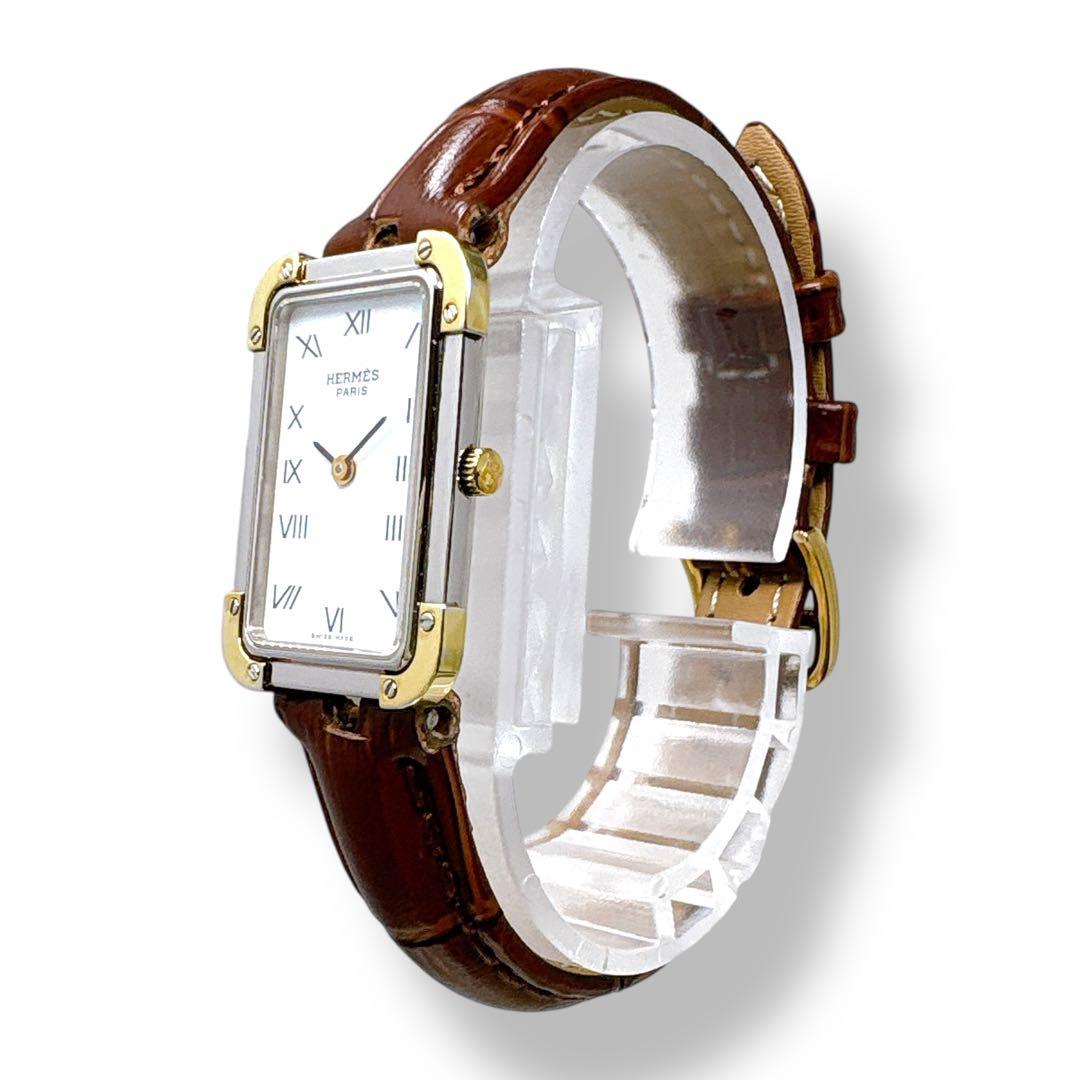 エルメス クロアジュール コンビ 革ベルト ホワイト レディース 時計 ブランド