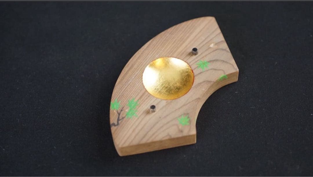 清水晃樹 神代杉 青楓絵扇面香合 内丸金箔 共箱 栞 茶道具 本物保証