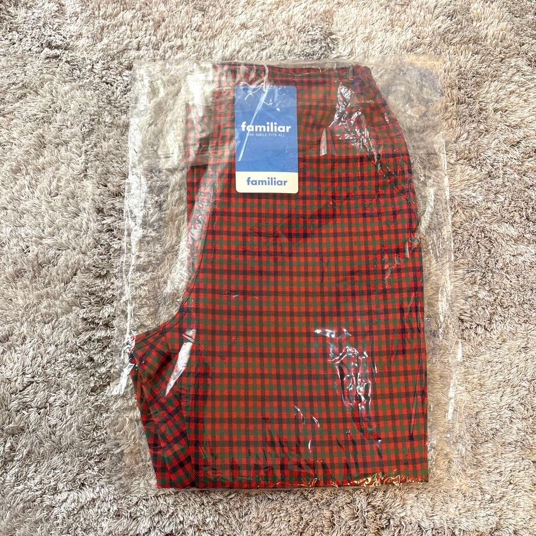 新品未使用　ファミリア　赤系チェック　パンツ　9分丈　赤　130 男の子　女の子