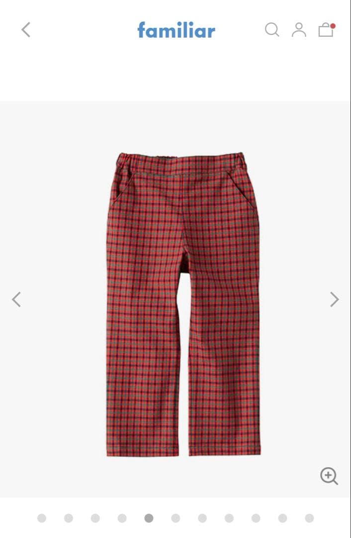 新品未使用　ファミリア　赤系チェック　パンツ　9分丈　赤　130 男の子　女の子