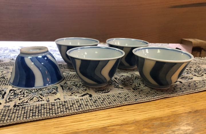 煎茶碗　時代 五客　合わせ箱入