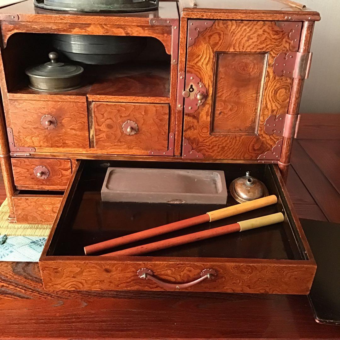 欅玉杢　煙草盆　硯　明治期