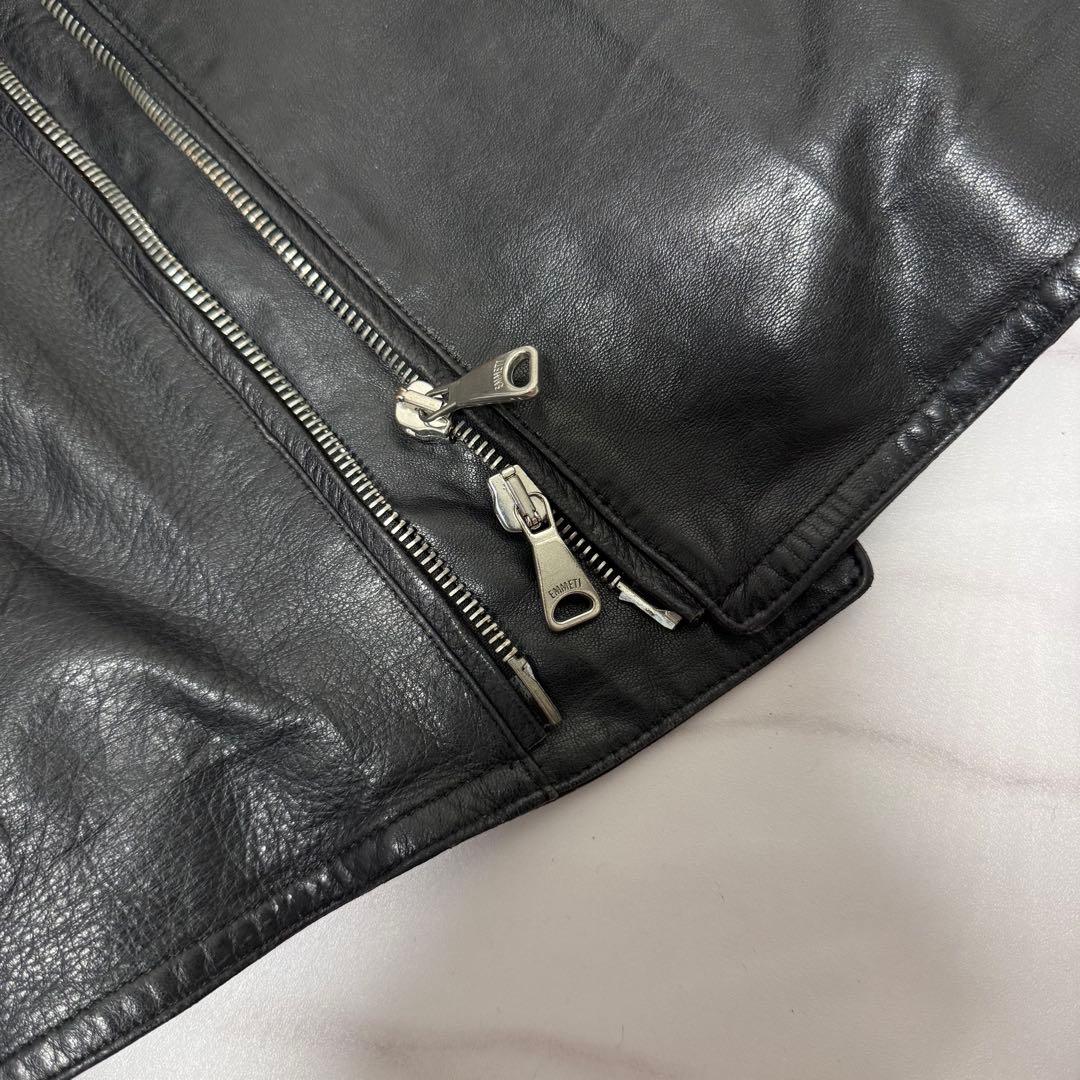 希少Lサイズ✨エンメティ ジョセフ ラムレザー シングルライダースジャケット 黒