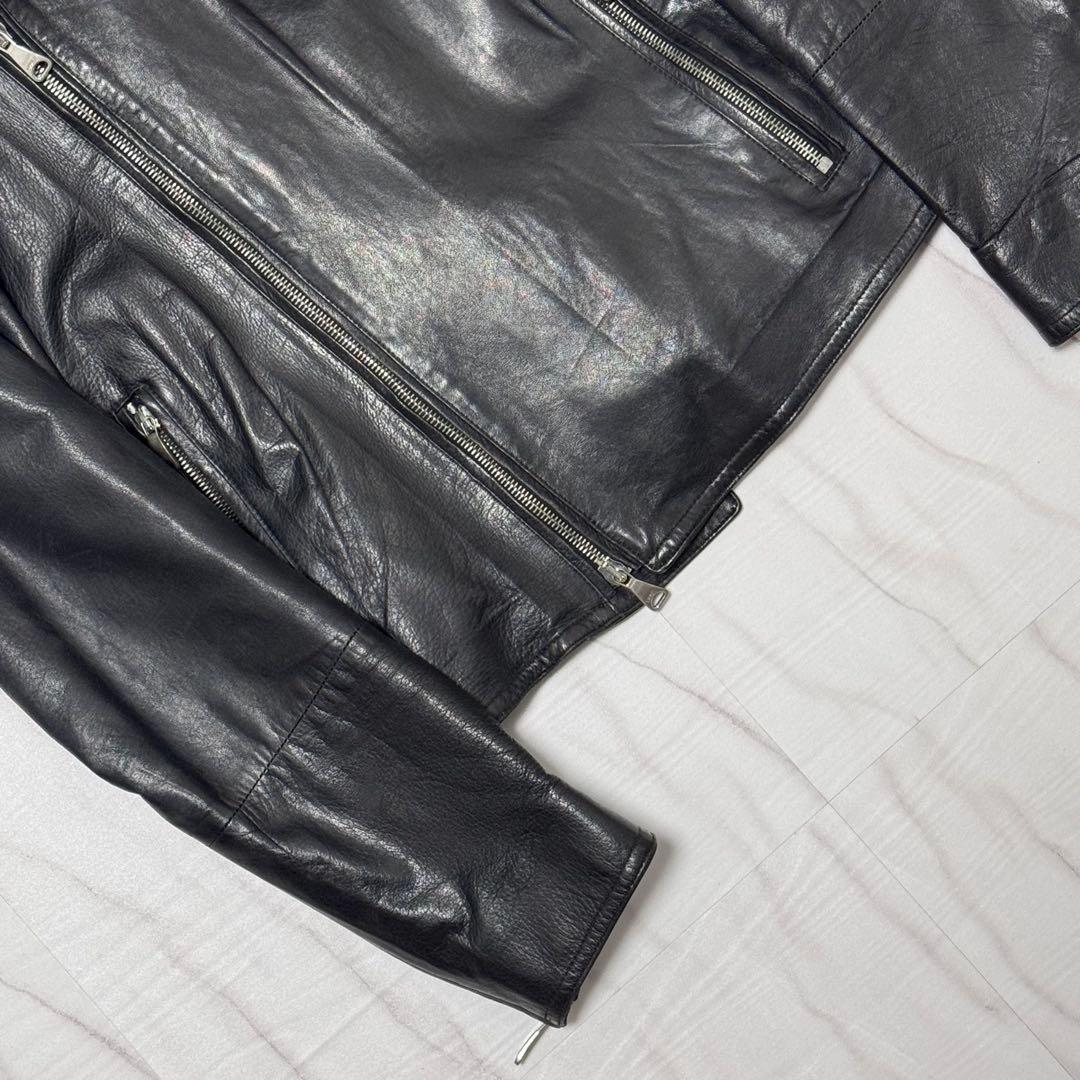 希少Lサイズ✨エンメティ ジョセフ ラムレザー シングルライダースジャケット 黒