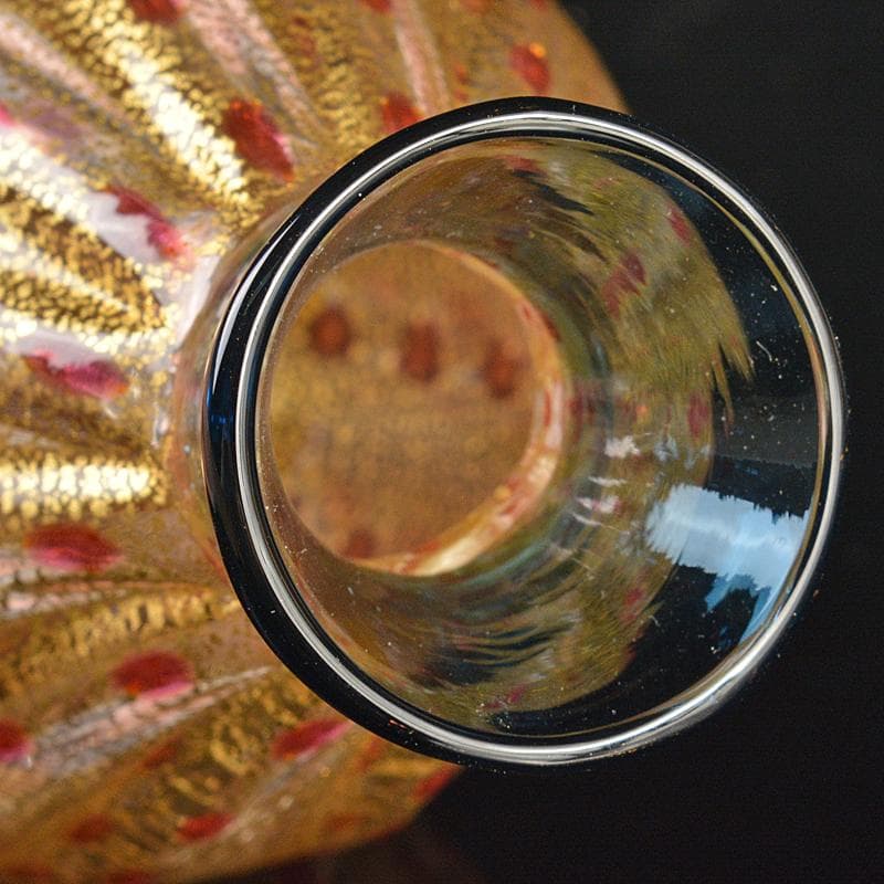 工芸ガラス　金彩　徳利　在銘　箱付　V　R6571