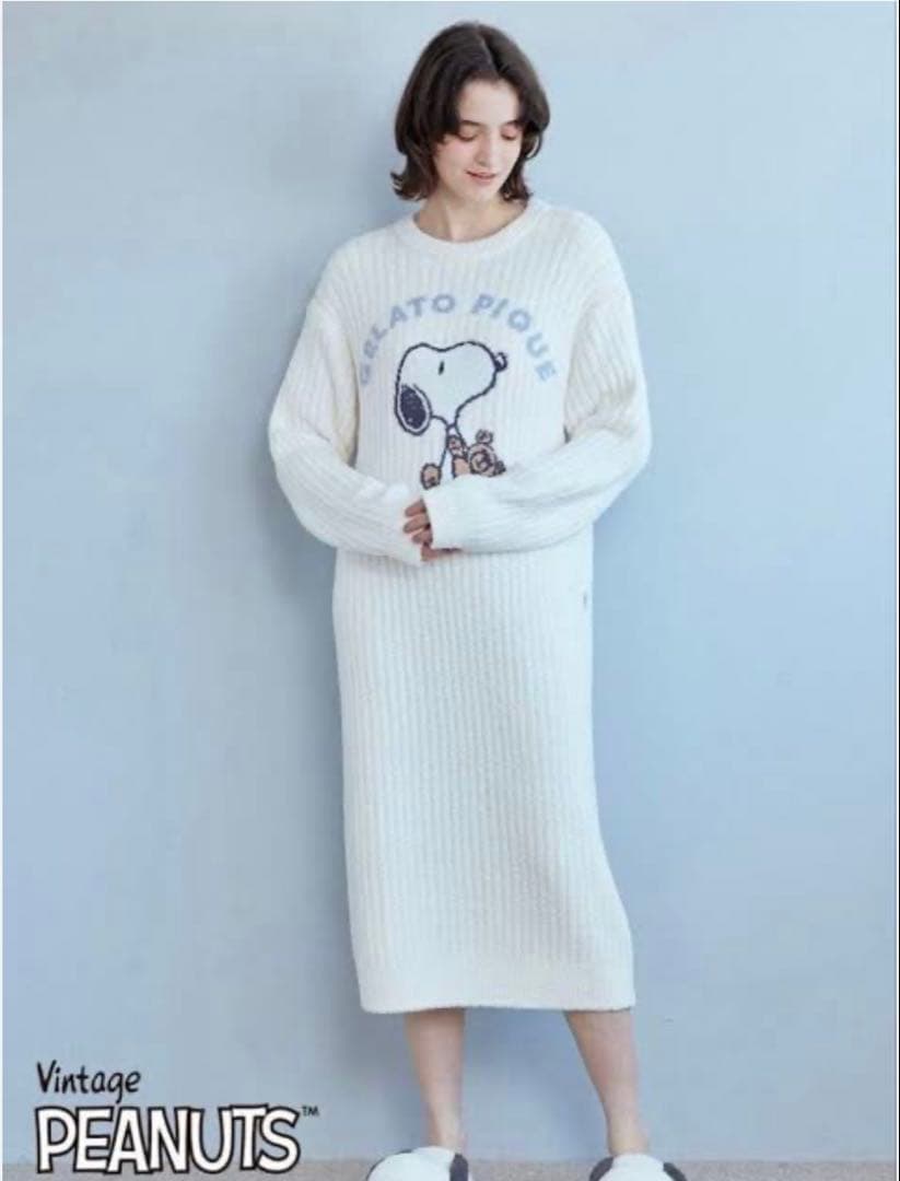 新品 ジェラートピケ SNOOPYジャガードワンピース スヌーピー ジェラピケ