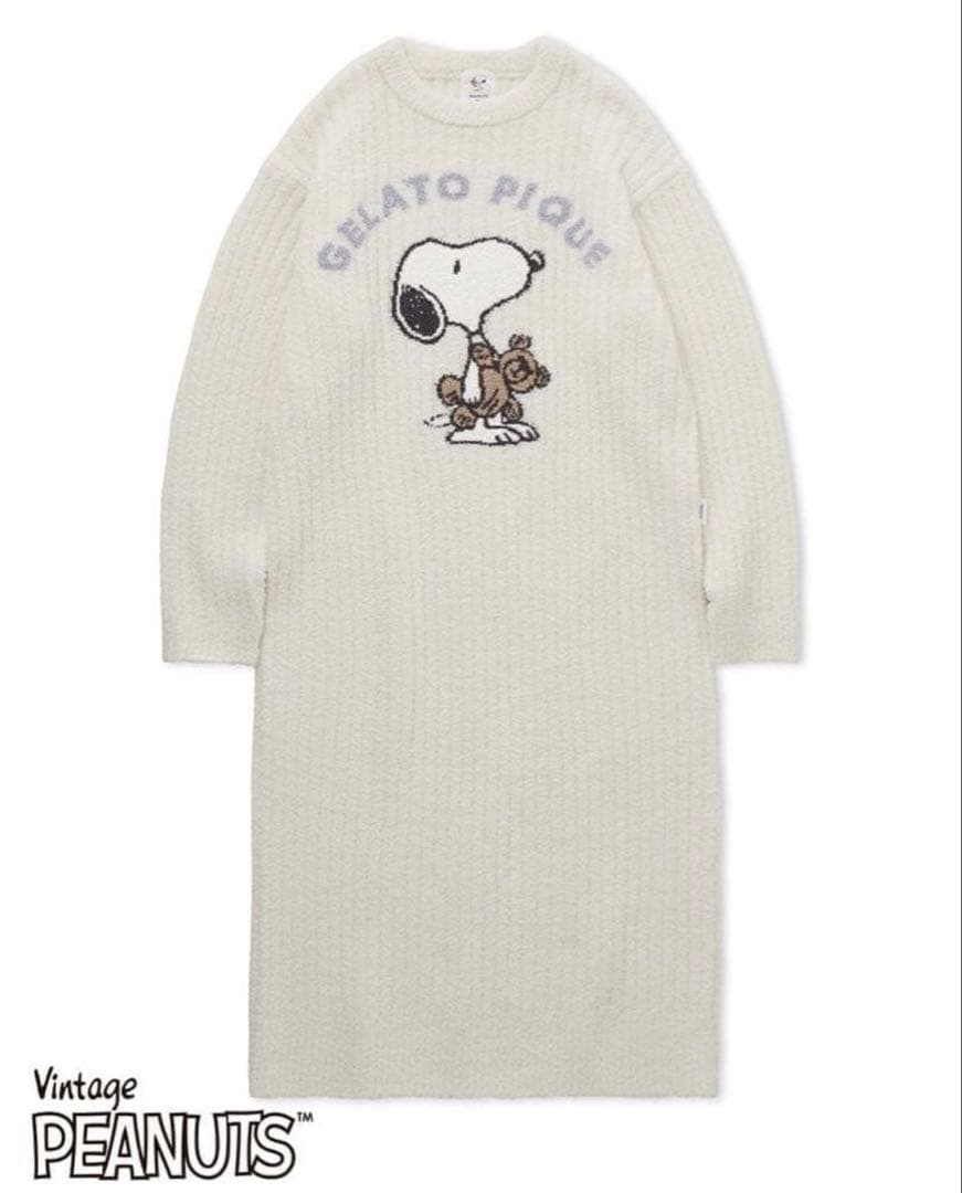 新品 ジェラートピケ SNOOPYジャガードワンピース スヌーピー ジェラピケ