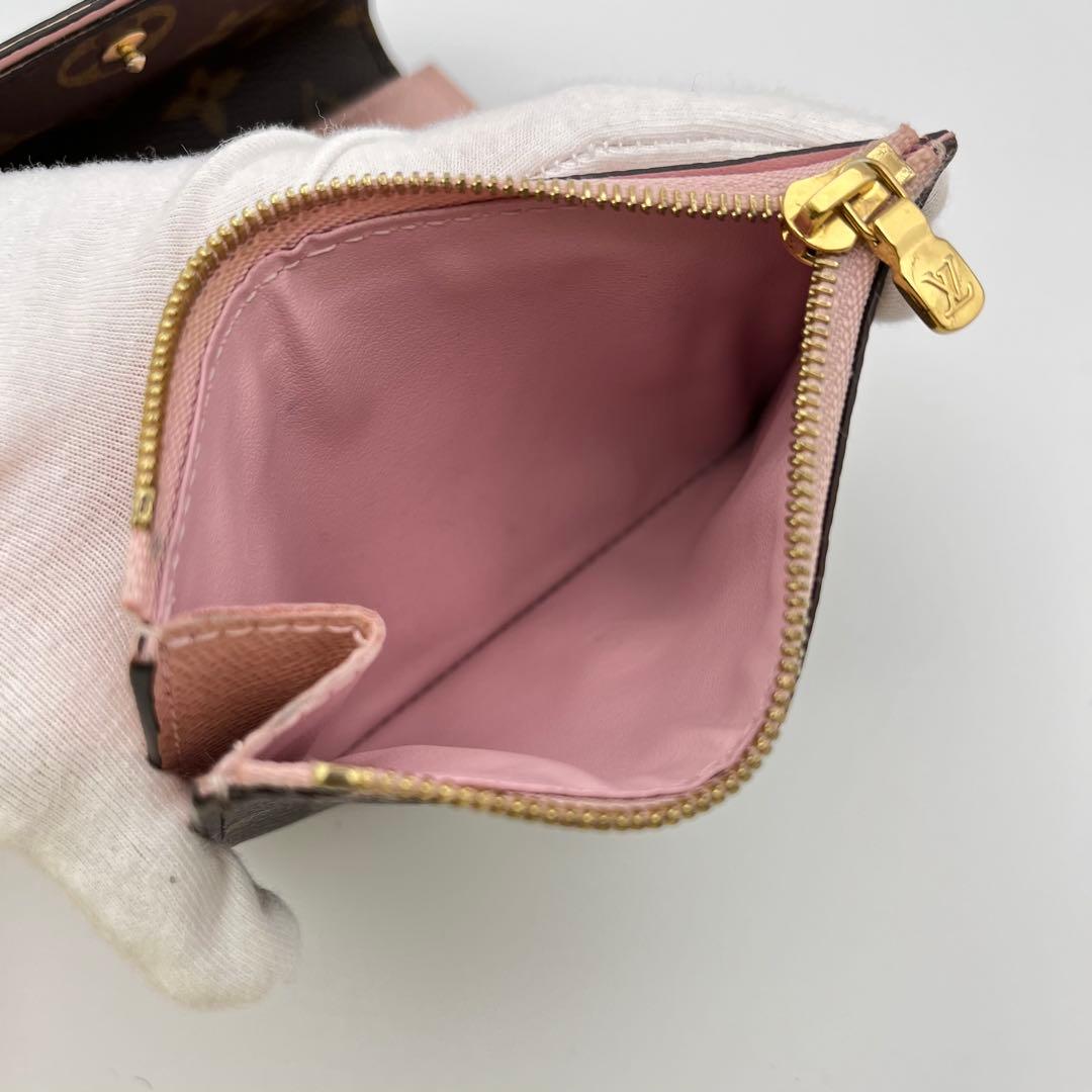 ルイヴィトン モノグラム ポルトフォイユ アリアンヌ 三つ折り財布 ローズ