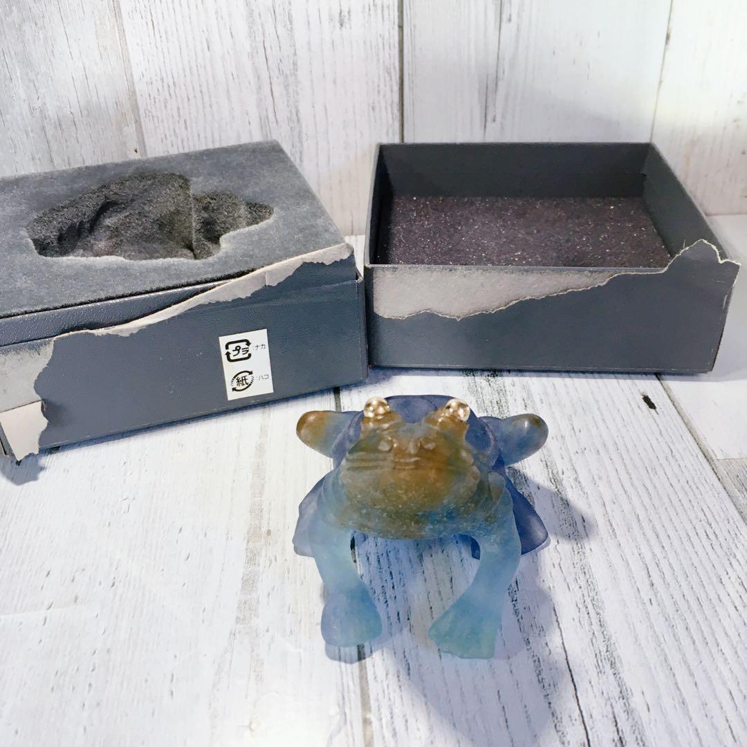 カエル　ブルー　ドーム　フランス　クリスタル　水晶　青　蛙　置物　ガラス　ガレ