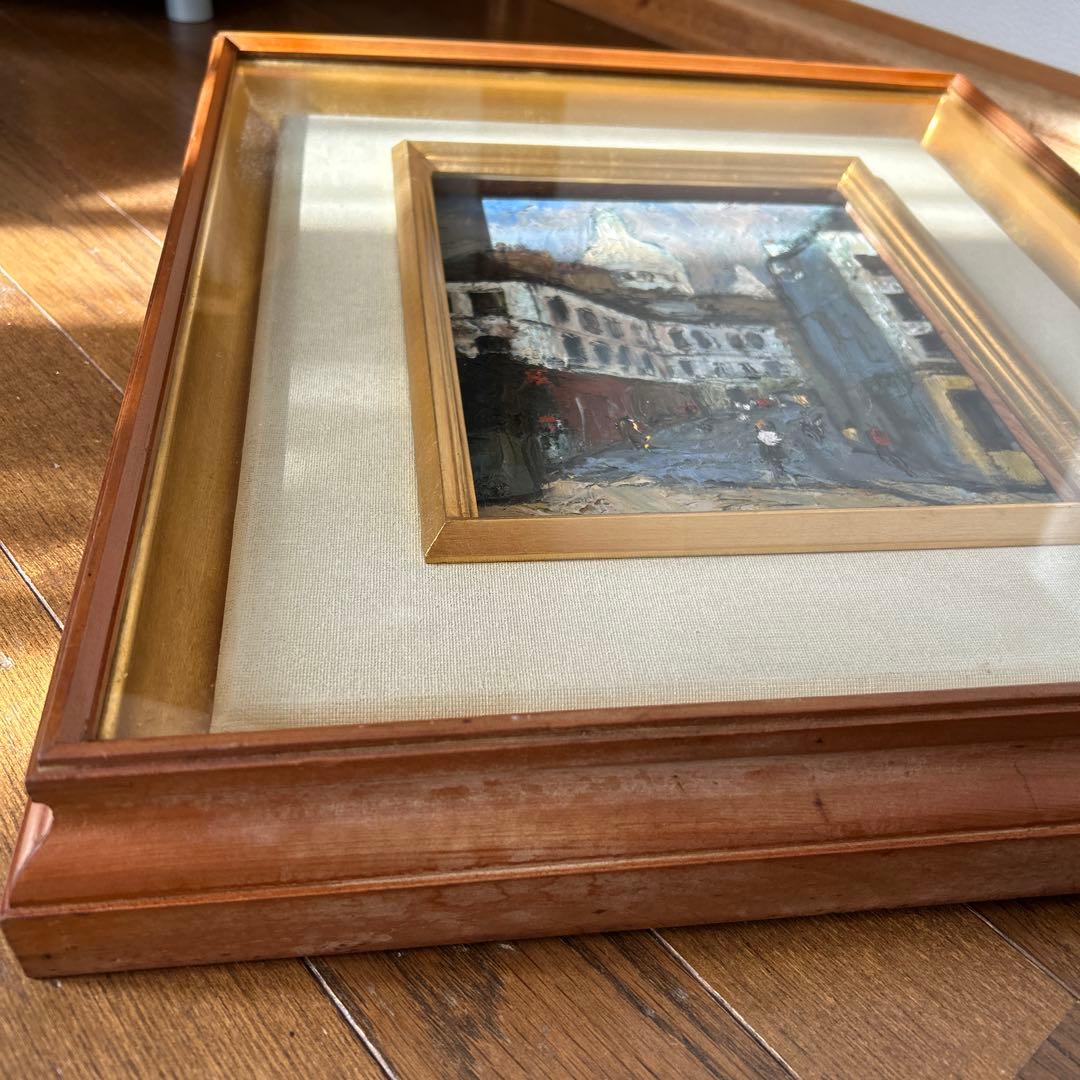 鹿毛正三　1971年パリ　モンマルトル　ノルヴァン通り　油絵　f3号油彩画　額縁