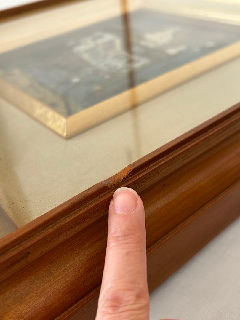 鹿毛正三　1971年パリ　モンマルトル　ノルヴァン通り　油絵　f3号油彩画　額縁