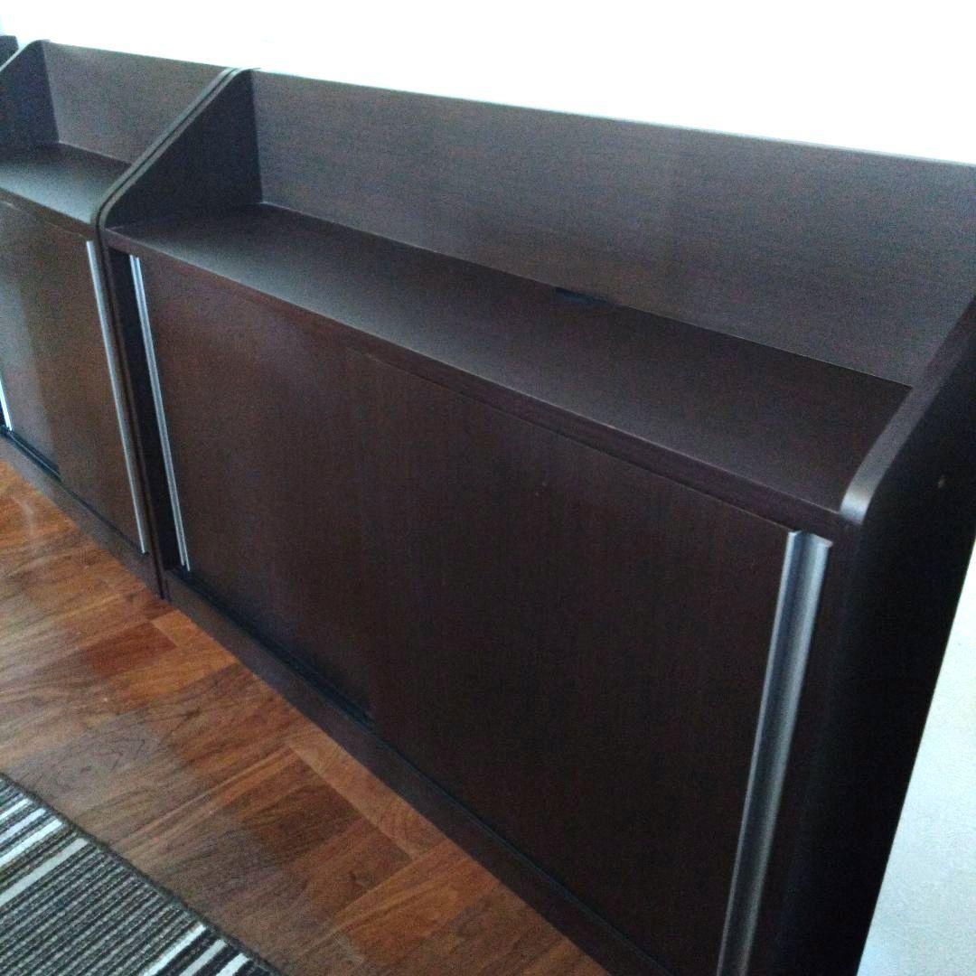 引き取り歓迎★カウンター下収納★ダークブラウン２個セット