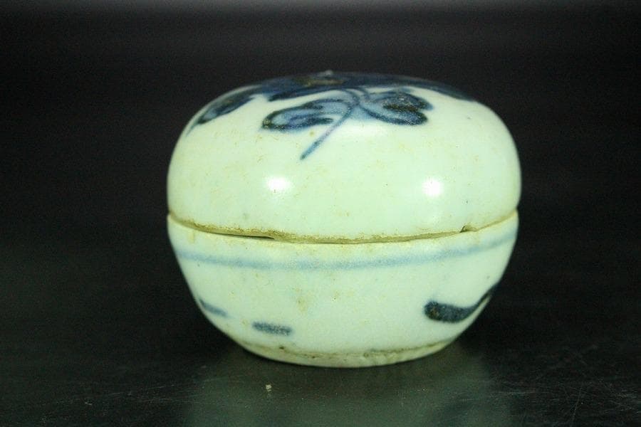 茶道具 古染付 丸香合 明時代 唐物(K-XA862)