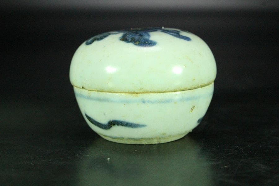 茶道具 古染付 丸香合 明時代 唐物(K-XA862)