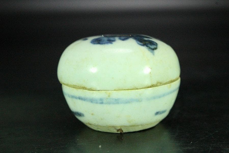 茶道具 古染付 丸香合 明時代 唐物(K-XA862)