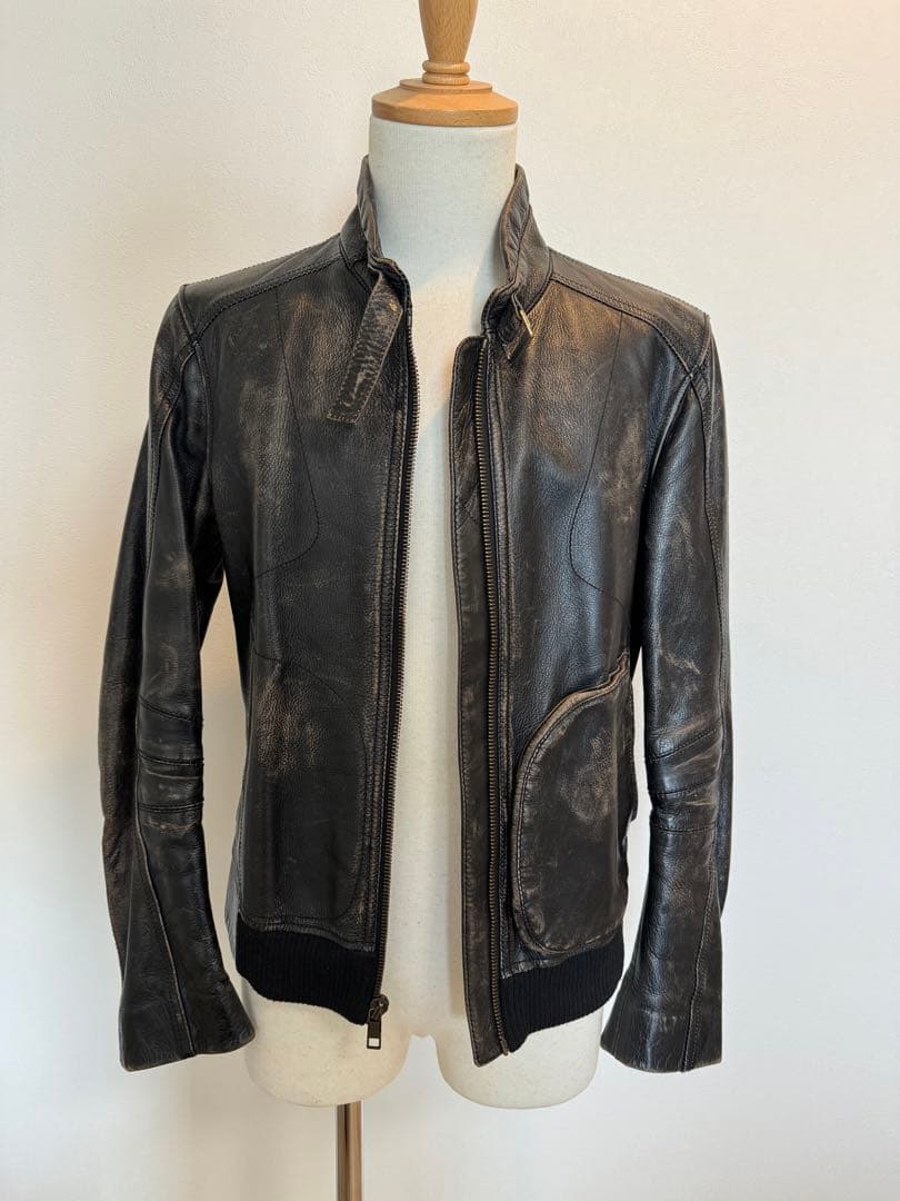 メ*ン様 【美品】マークジェイコブス　レザー　ライダース ヴィンテージ加工　Sサ