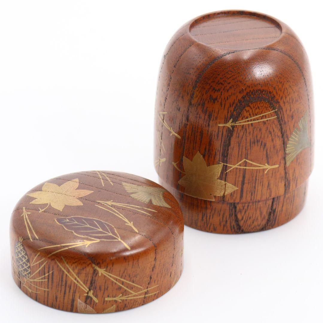 多田桂寛作 虫蒔絵 欅中棗 茶道具 共箱共布　V808