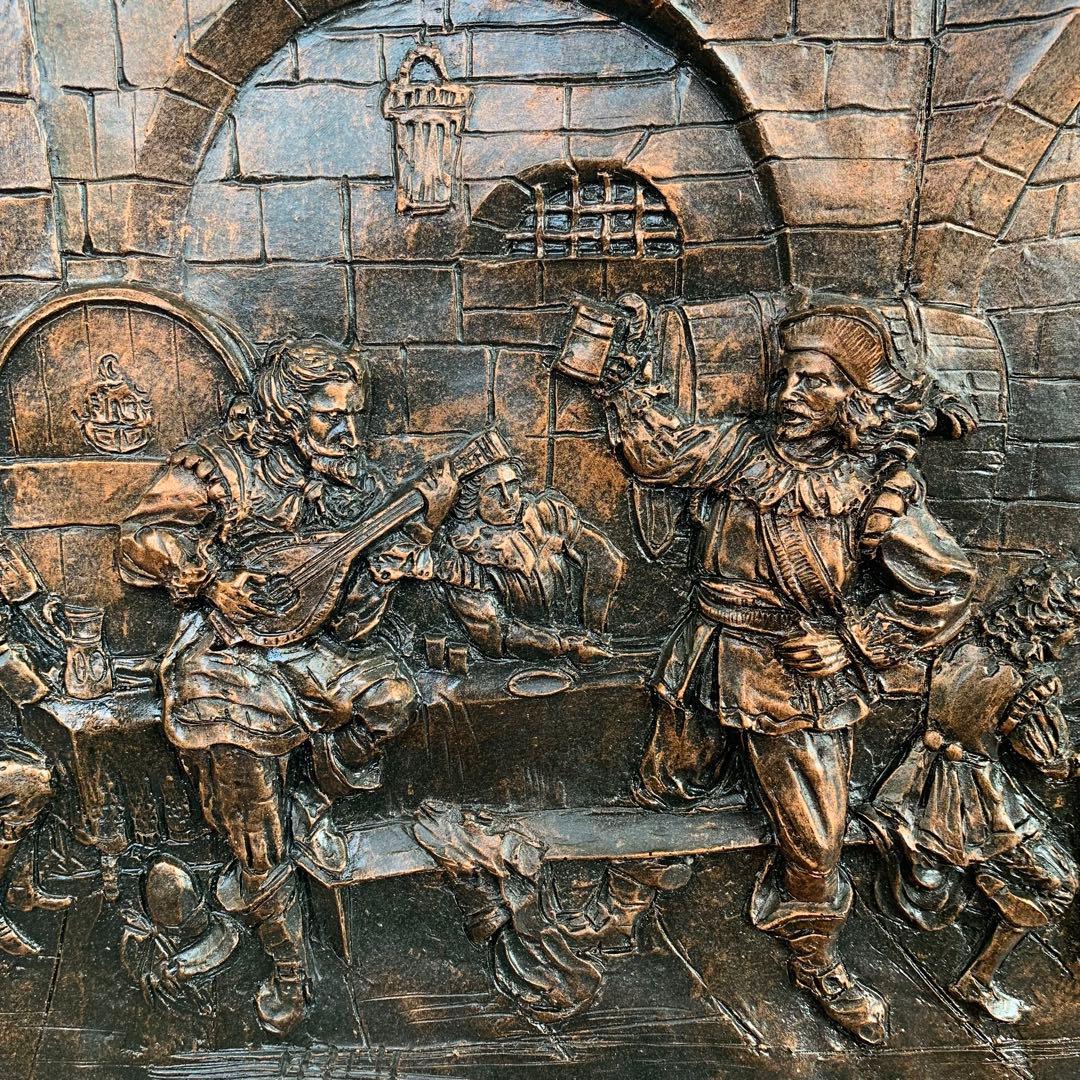 希少 ヴィンテージ 銅色 酒場のレリーフ