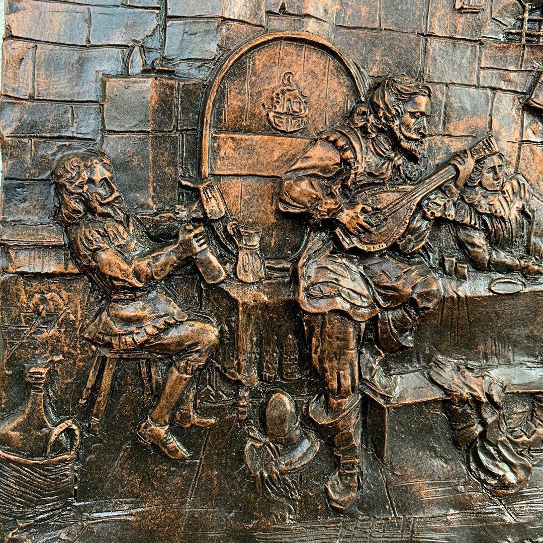 希少 ヴィンテージ 銅色 酒場のレリーフ