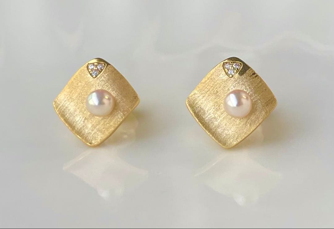 あこや真珠 絶品照り 高品質 s925ピアス ベビーパール ヘアライン加工 上質