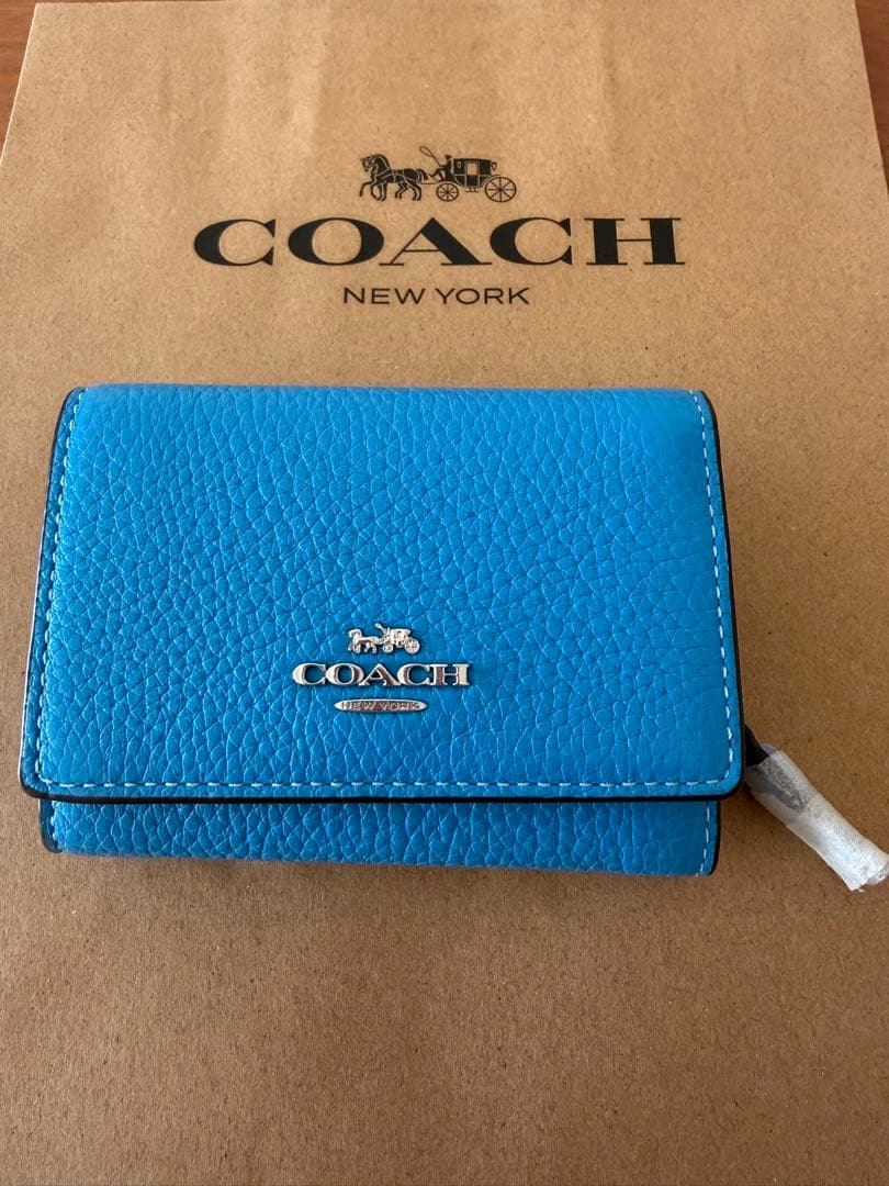 【新品・未使用】COACH 三つ折り財布 CM238-SV ブルー