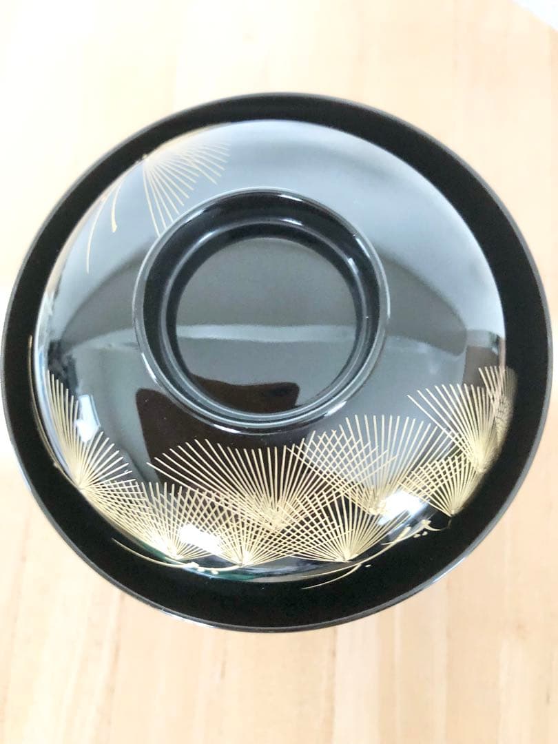 【輪島塗】【希少】木製漆器 吸物椀 蓋付き（見開きまで模様付き）5客セット