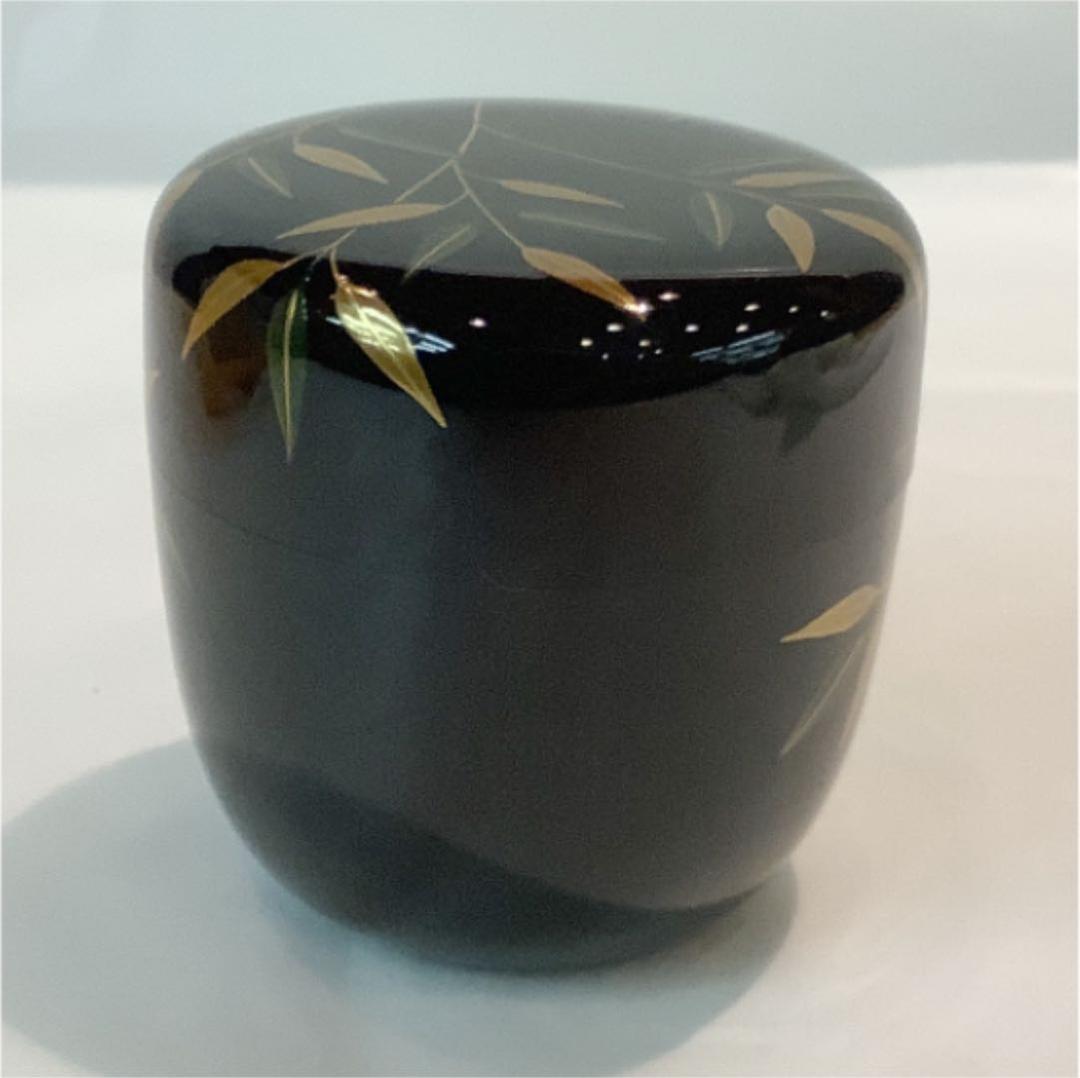 【茶道具】池瑞秀斎作 大棗 華甲記念 而妙斎好写若竹蒔絵