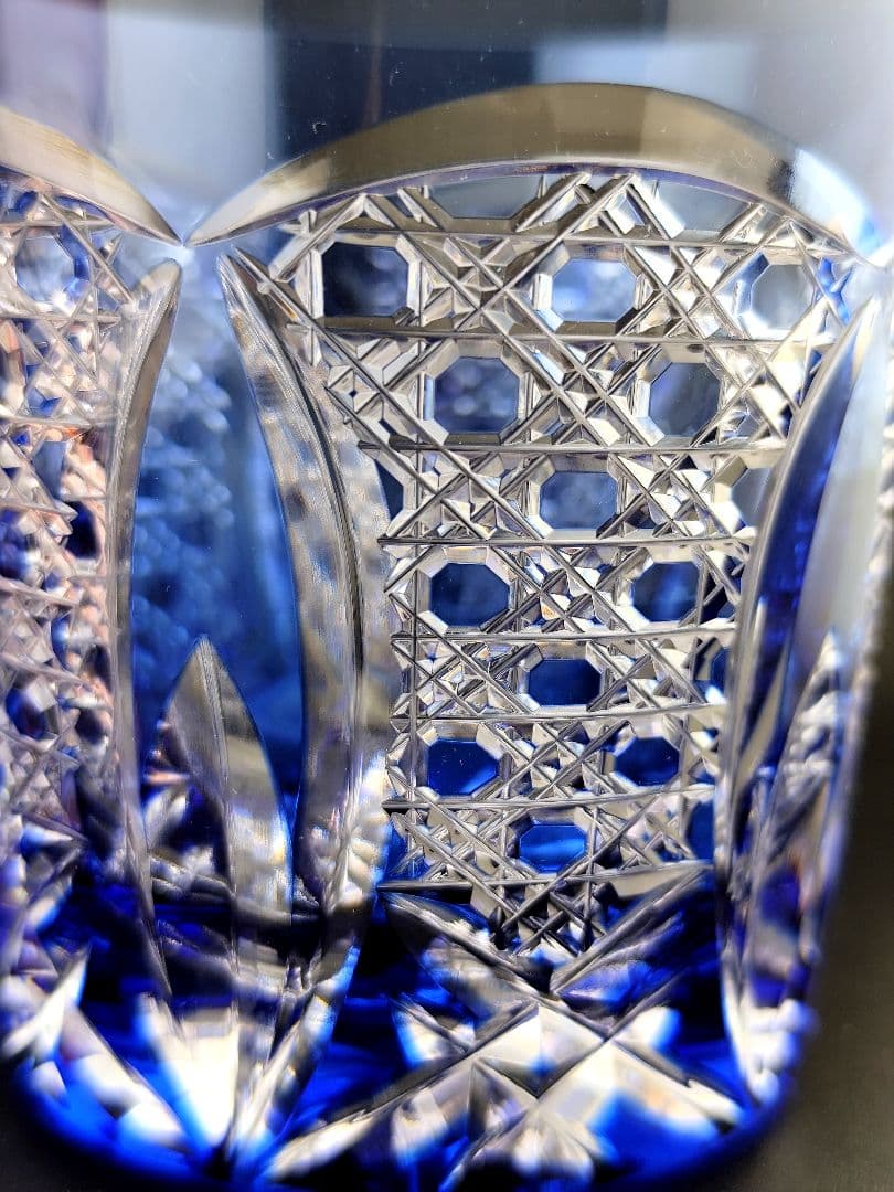 未使用美品☆江戸切子 木村秋男 ペアロックグラス（切子、江戸切子、薩摩切子）