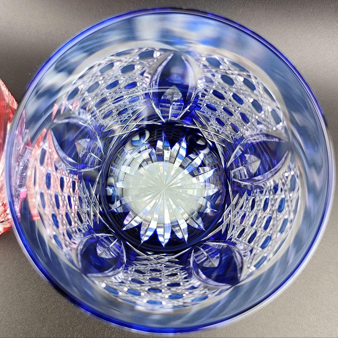 未使用美品☆江戸切子 木村秋男 ペアロックグラス（切子、江戸切子、薩摩切子）