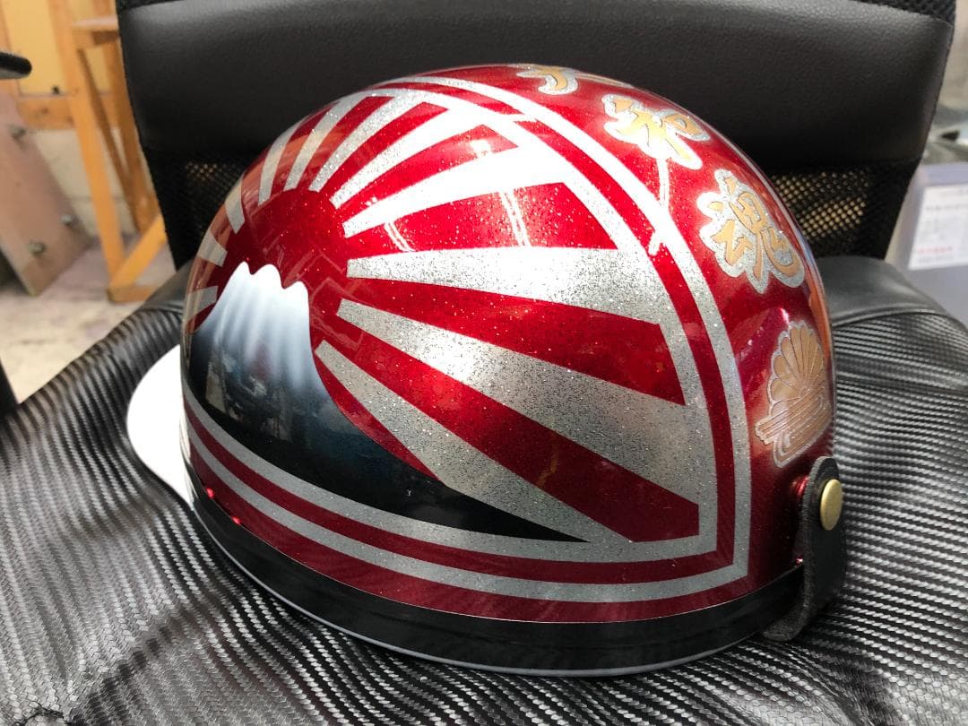 コルク半　カスタム　富士日章　三つボタン　キャンディレッド　ラメ　高級クリヤ