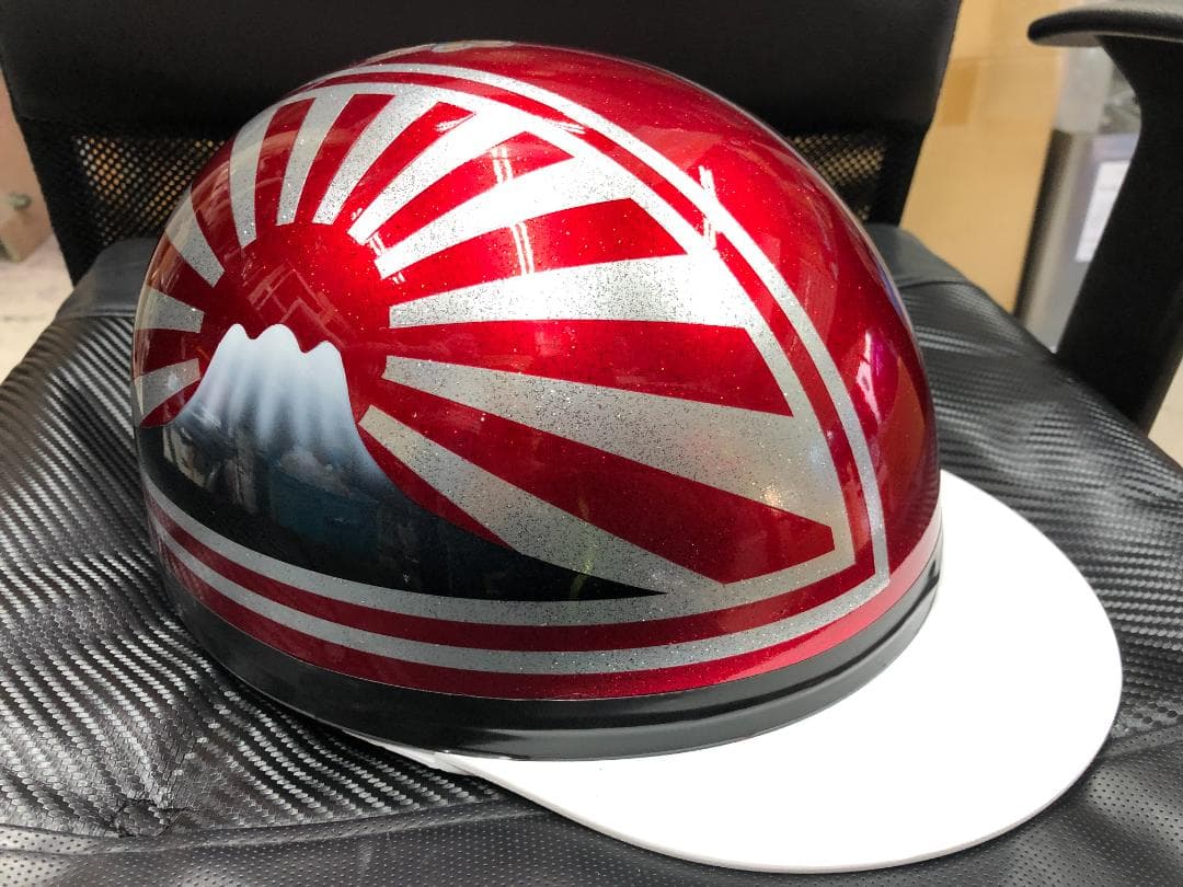 コルク半　カスタム　富士日章　三つボタン　キャンディレッド　ラメ　高級クリヤ