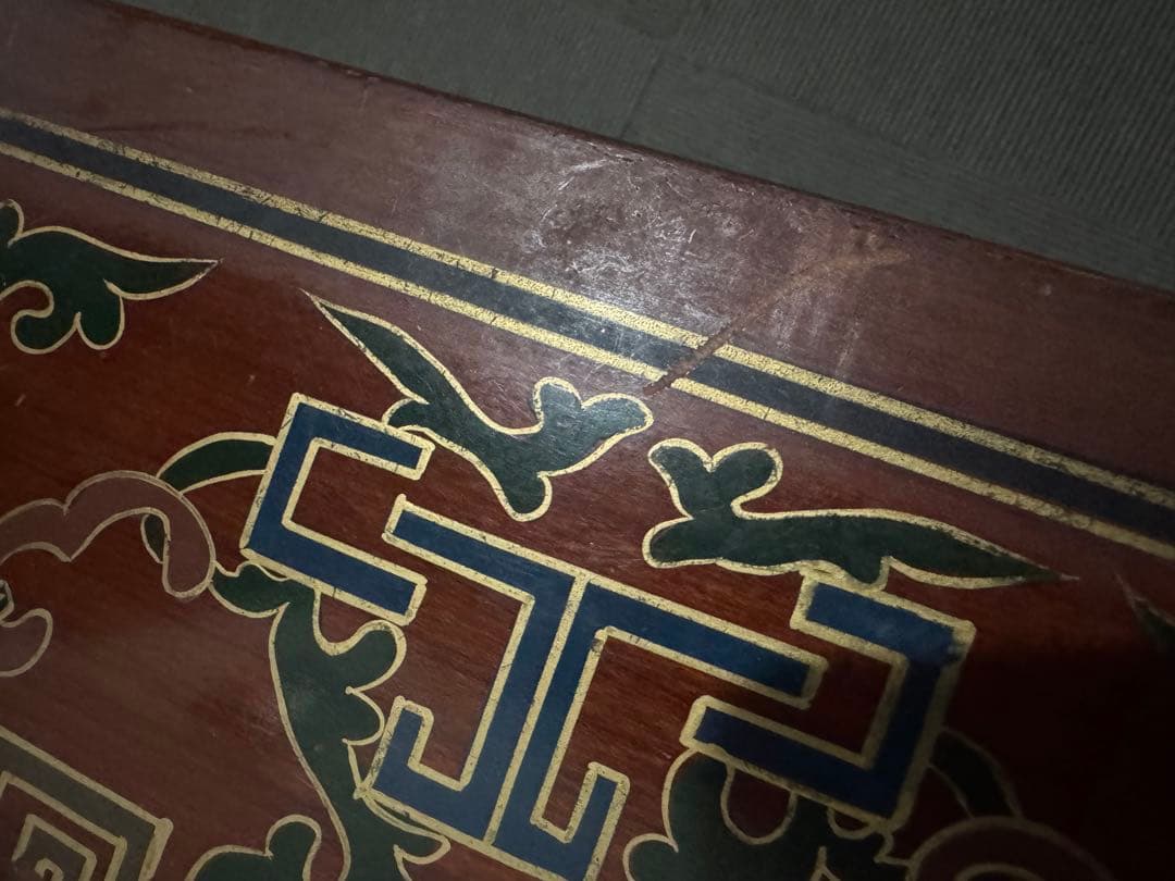 希少シノワズリ 緻密金彩美しいバンダジ　李朝箪笥アンティーク漆塗キャビネット木製